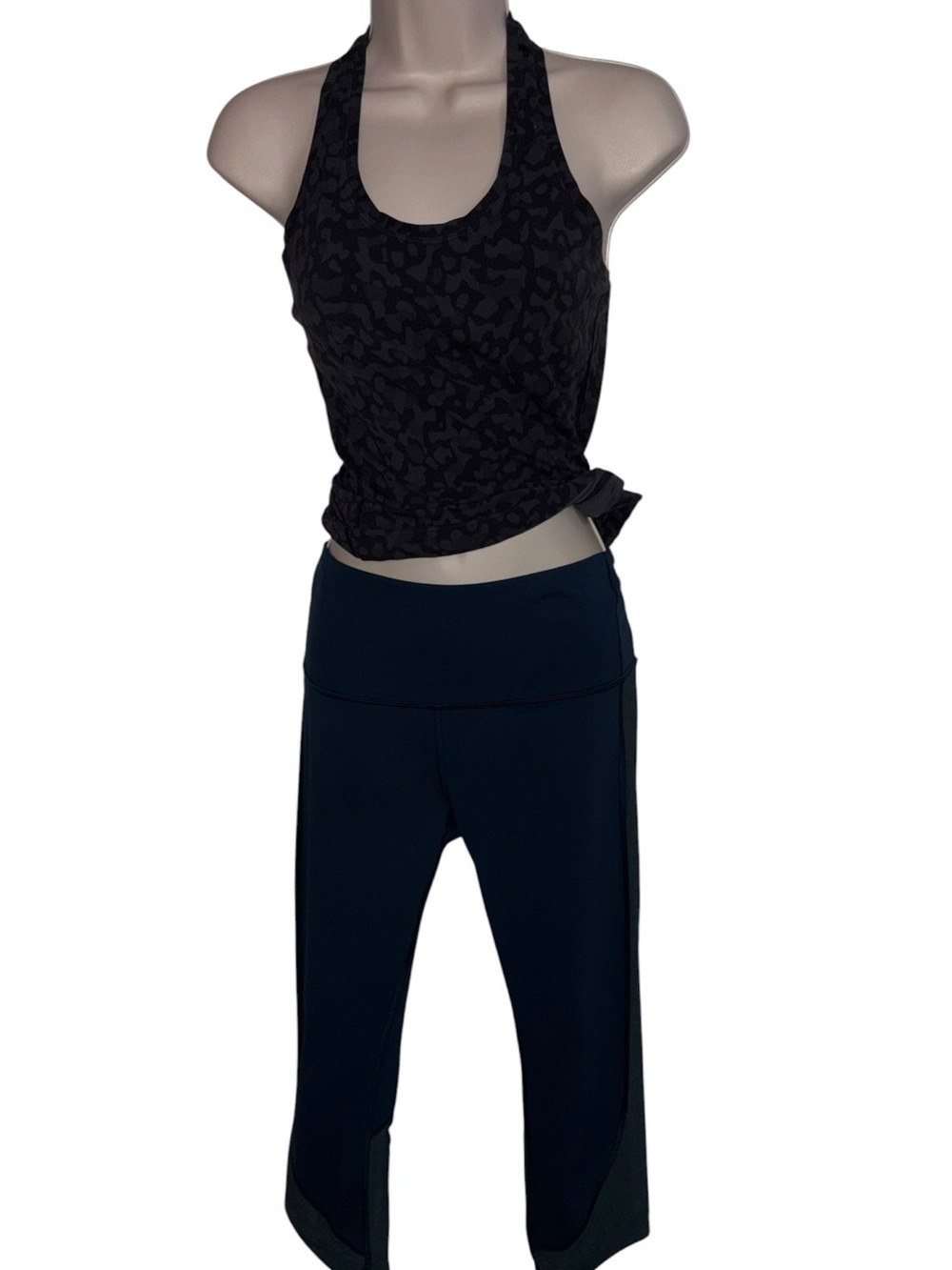 Lululemon Black Leopard Racerback Tank Top No Size Dot - Picture 4 of 9